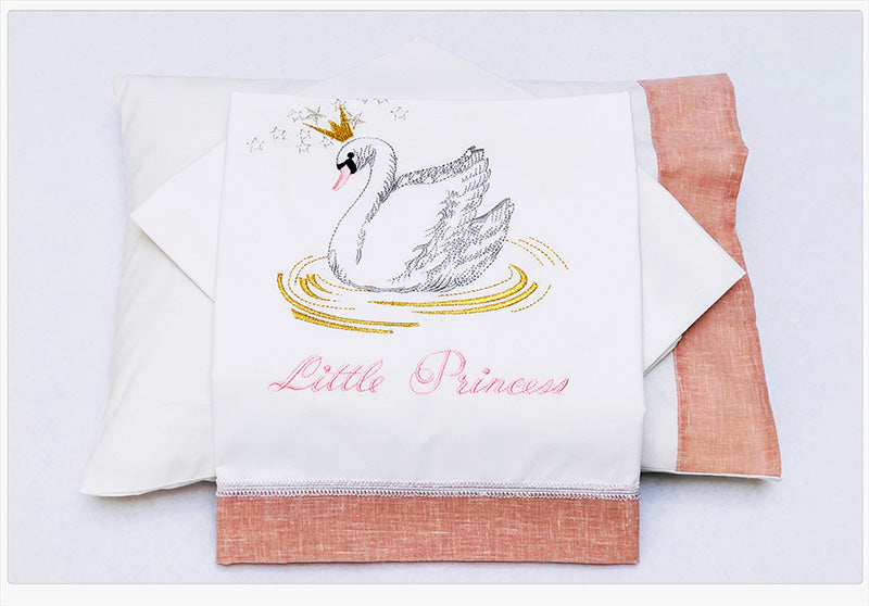 Baby gift set Swan with a Crown pink 17pcs