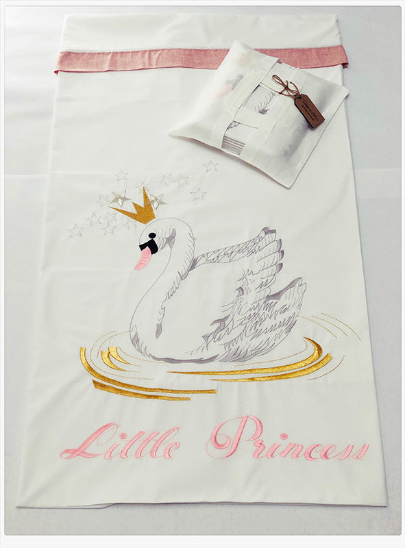 Baby gift set Swan with a Crown pink 17pcs