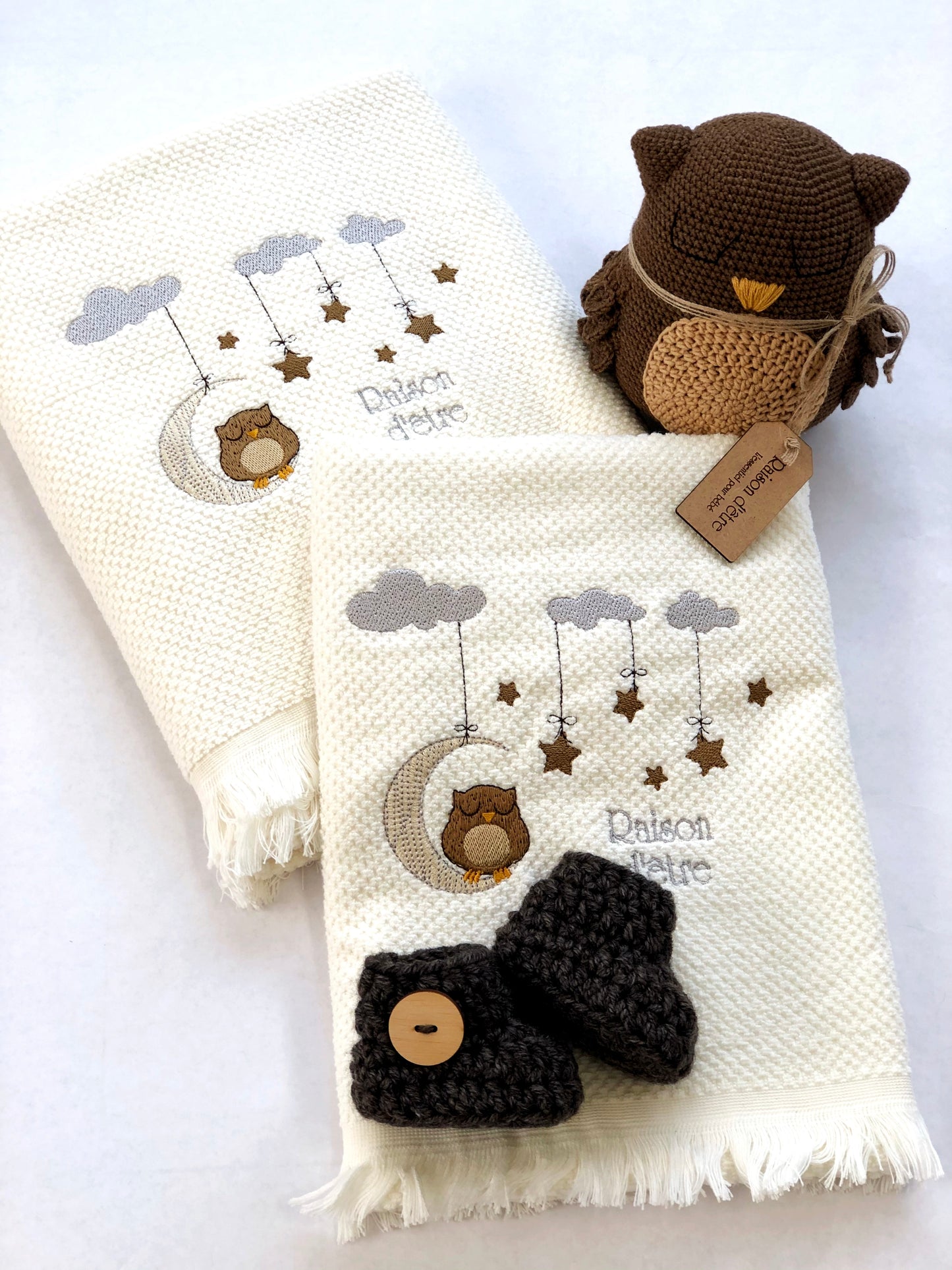 Baby dowry set Dreamy Owl brown 17pcs