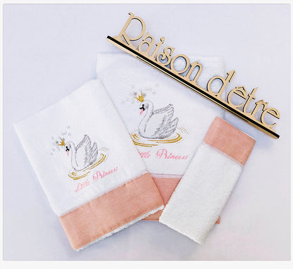 Baby gift set Swan with a Crown pink 17pcs