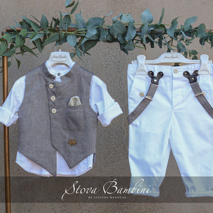 Baptism set SS24B3 gray white 6 pcs