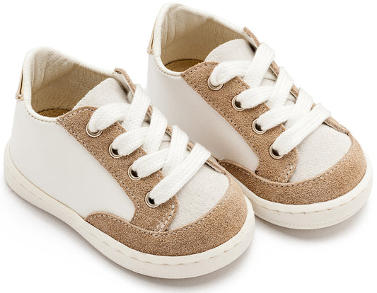 Babywalker Δερμάτινο Δετό Sneakers PRΙ2120 Λευκό Μπεζ - Artousa