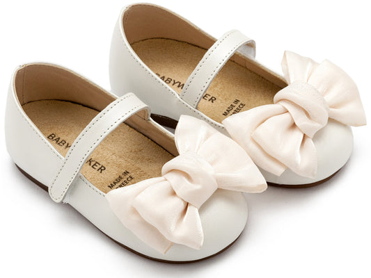 Babywalker Γοβάκι Μονή Μπαρέτα Χρατς με Φιόγκο Οργάντζας BW4857 Εκρού - Artousa