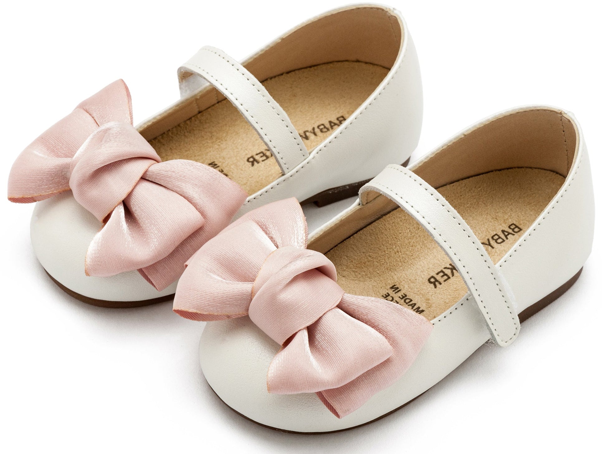 Babywalker Γοβάκι Μονή Μπαρέτα Χρατς με Φιόγκο Οργάντζας BW4857 Εκρού Ροζ - Artousa