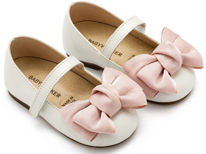 Babywalker Γοβάκι Μονή Μπαρέτα Χρατς με Φιόγκο Οργάντζας BW4857 Εκρού Ροζ - Artousa