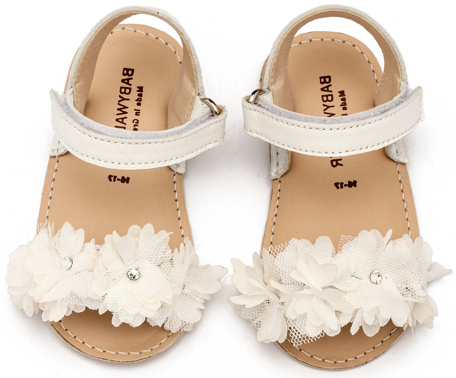 Babywalker Πέδιλο με Chiffon Λουλούδια MI1633 Λευκό - Artousa