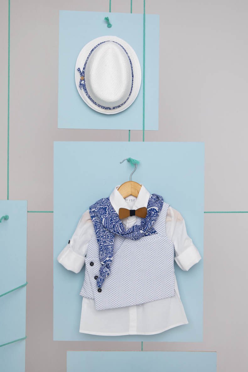 Βαπτιστικό σετ Alexis 1702 (SS25) λευκό σιελ 7τμχ - Artousa