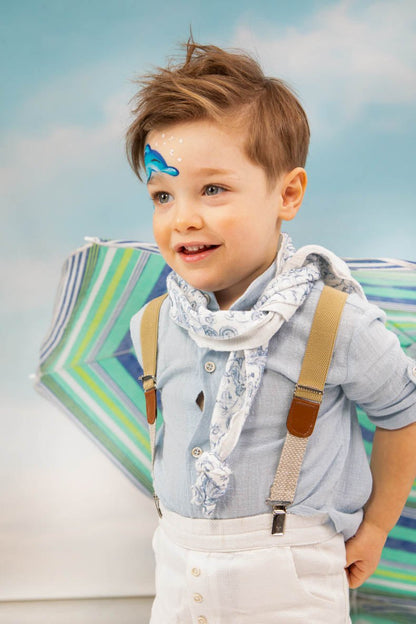 Βαπτιστικό σετ David 1717 (SS25) λευκό σιελ 5τμχ - Artousa