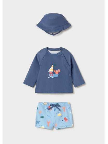 Μαγιό σετ με καπέλο (SS26) 1619 μπλε 3τμχ