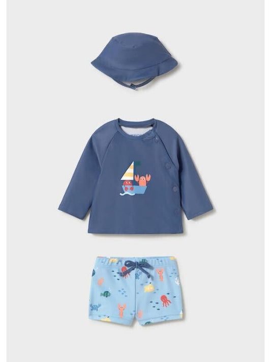 Μαγιό σετ με καπέλο (SS26) 1619 μπλε 3τμχ