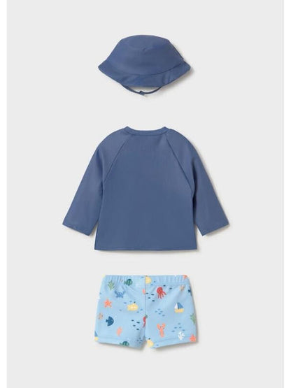 Μαγιό σετ με καπέλο (SS26) 1619 μπλε 3τμχ