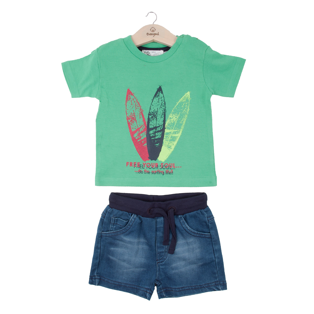 T-shirt and jeans set 132253 green 2pcs