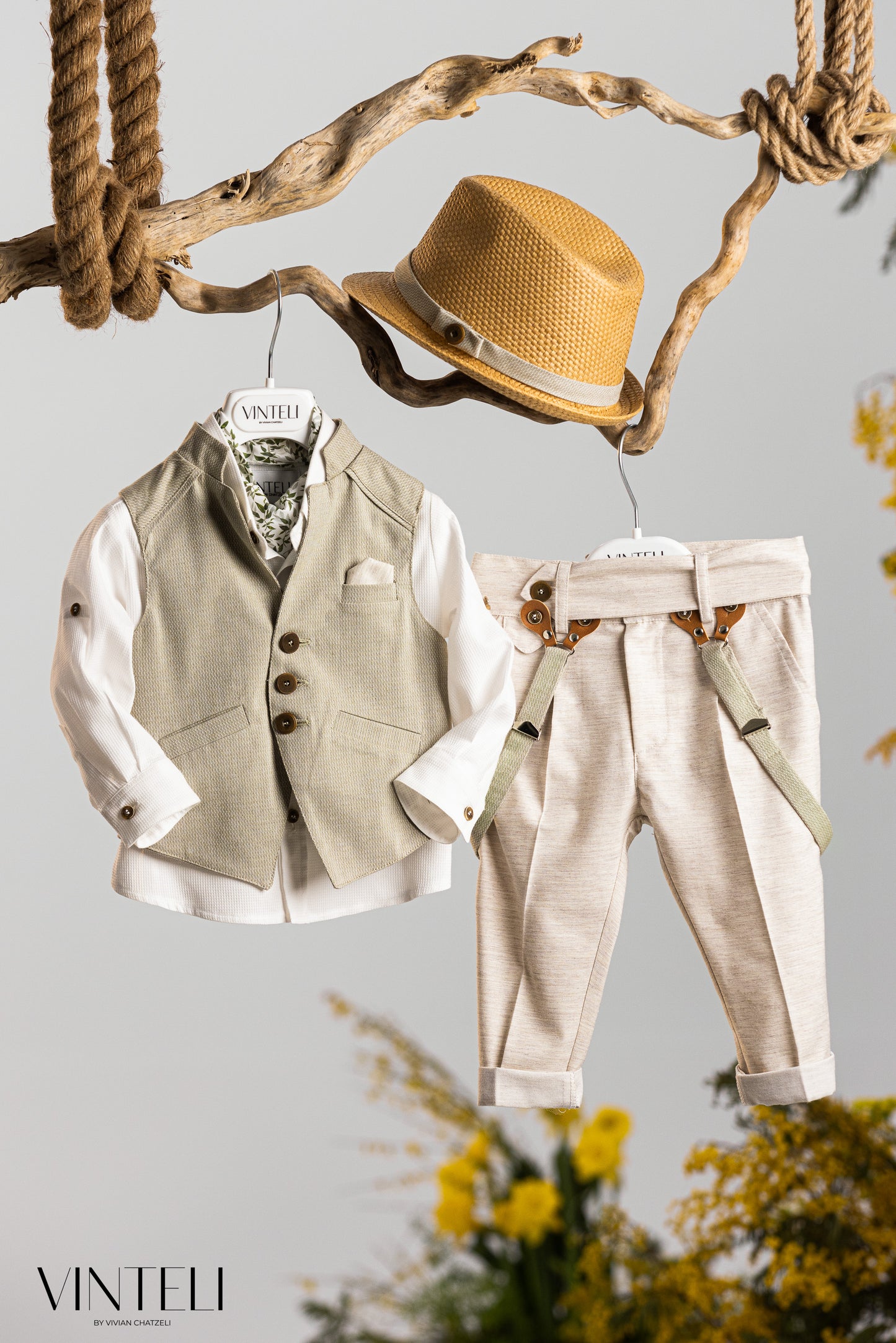 Baptism set 5209 beige-olive 7pcs