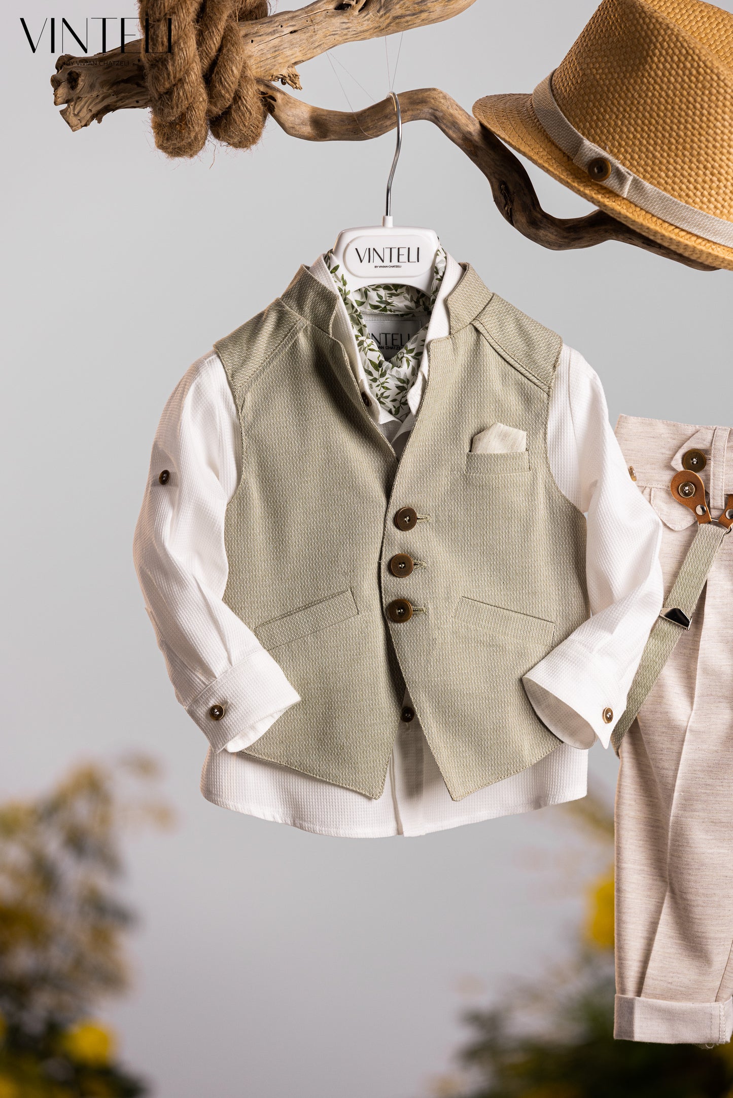 Baptism set 5209 beige-olive 7pcs