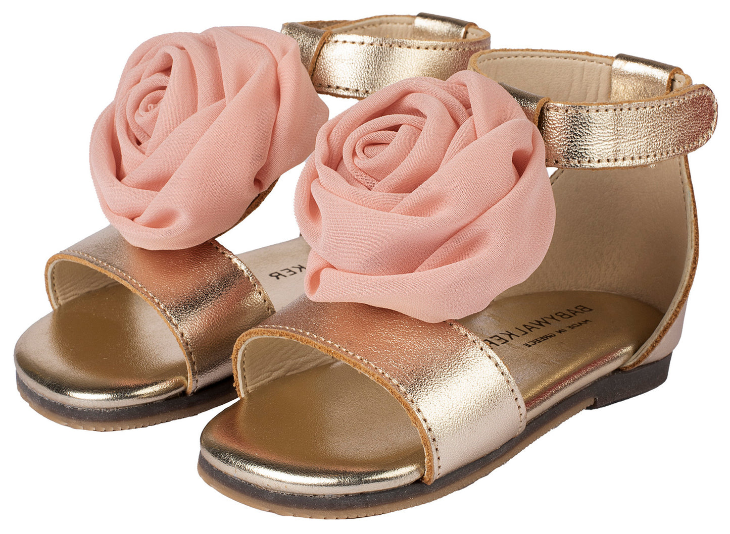 Flower Decorated Leather Sandal BW4729 Rose Gold