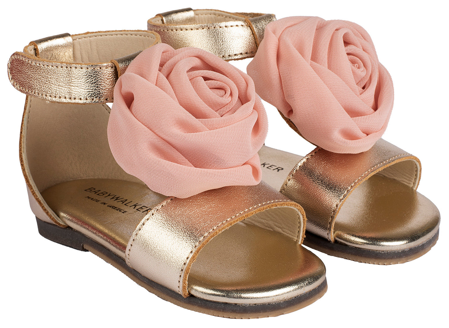 Flower Decorated Leather Sandal BW4729 Rose Gold