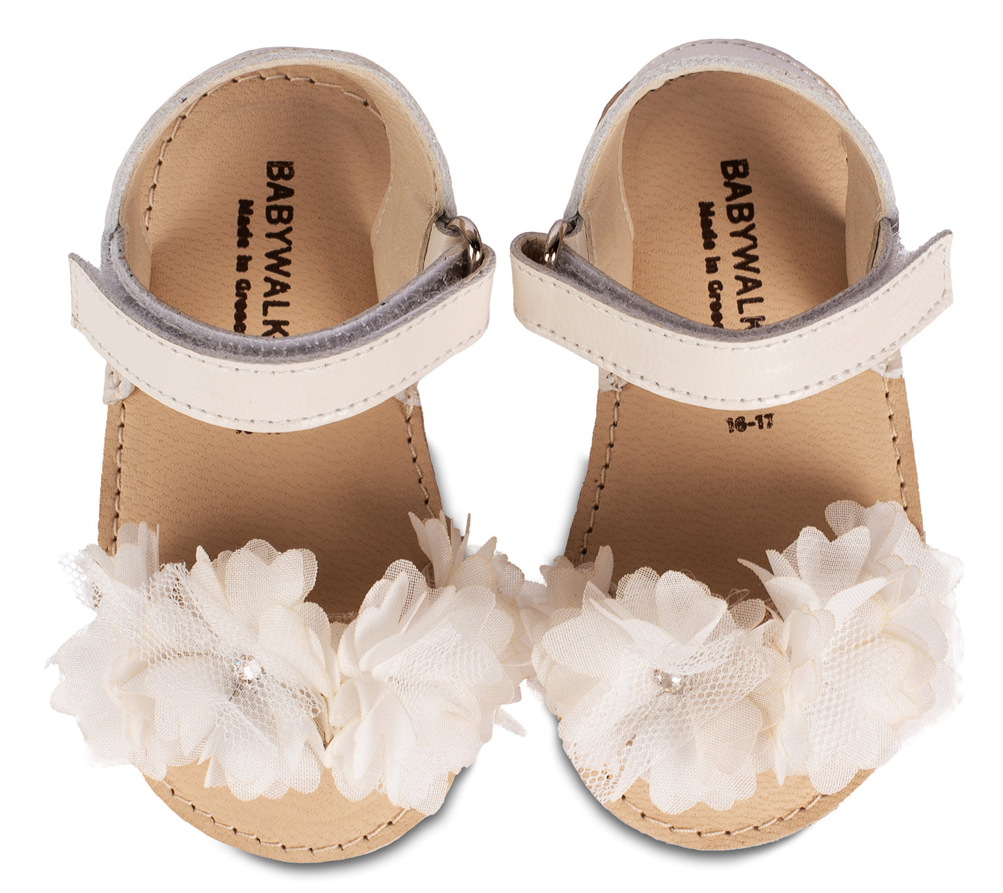 Slipper with Chiffon Flowers MI1633 Ecru