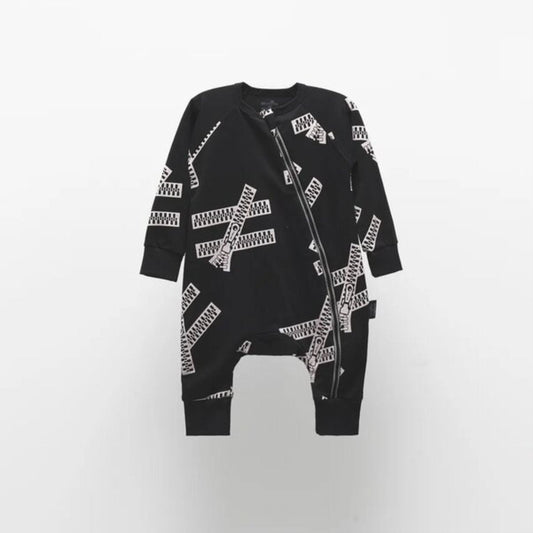 Ολόσωμη φόρμα με φερμουάρ μαύρη