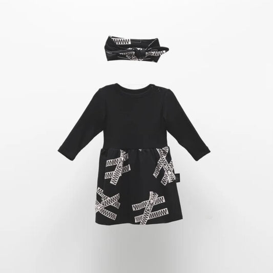 Φόρεμα με κορδέλα μαύρο 2τμχ