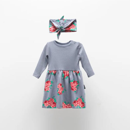 Φόρεμα με κορδέλα μπλε 2τμχ