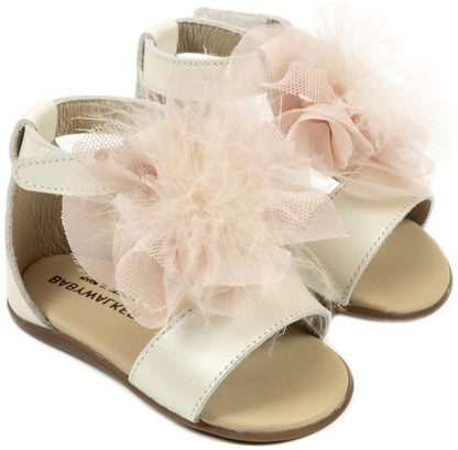 Leather Sandal Decorated with Pom Poms PRI2599