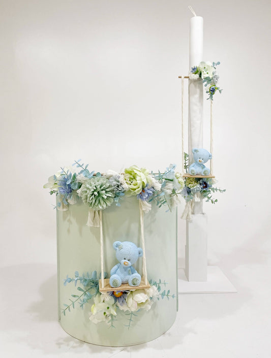 Baptism set Basket Bear Doll A23-001 7pcs