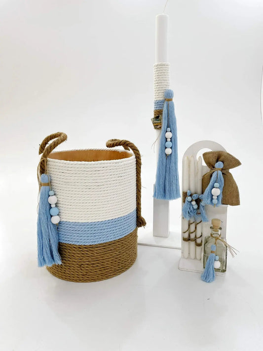 Baptism set Basket Blue A22-025 7pcs