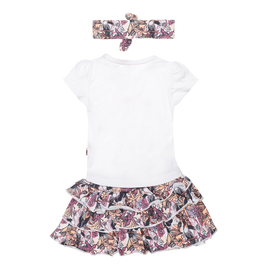 T-shirt skirt belt set T46420-31 white purple 3pcs