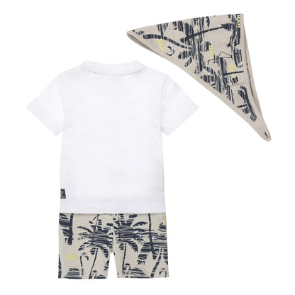 T-shirt pants bandana set T46562-31 white 3pcs