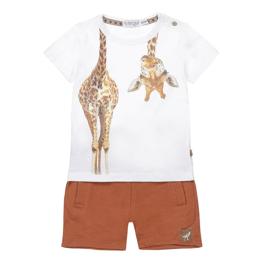 T-shirt and pants set T46609-35 white brown 2pcs